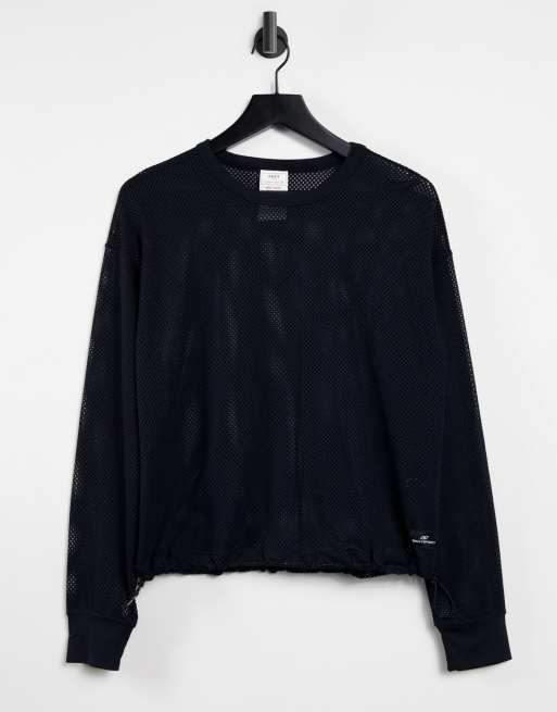 DKNY - Mesh top met ronde hals in zwart