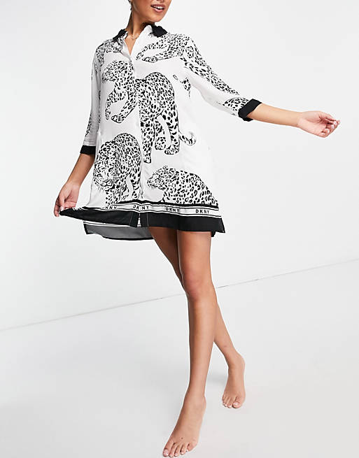 Women DKNY oversized sleep shirt dress  in cheetah print 