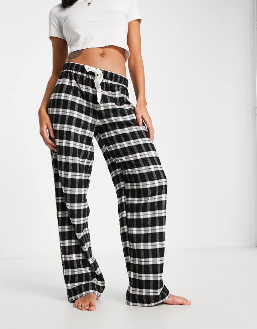 DKNY - Pantalon confort en flanelle - Carreaux noirs
