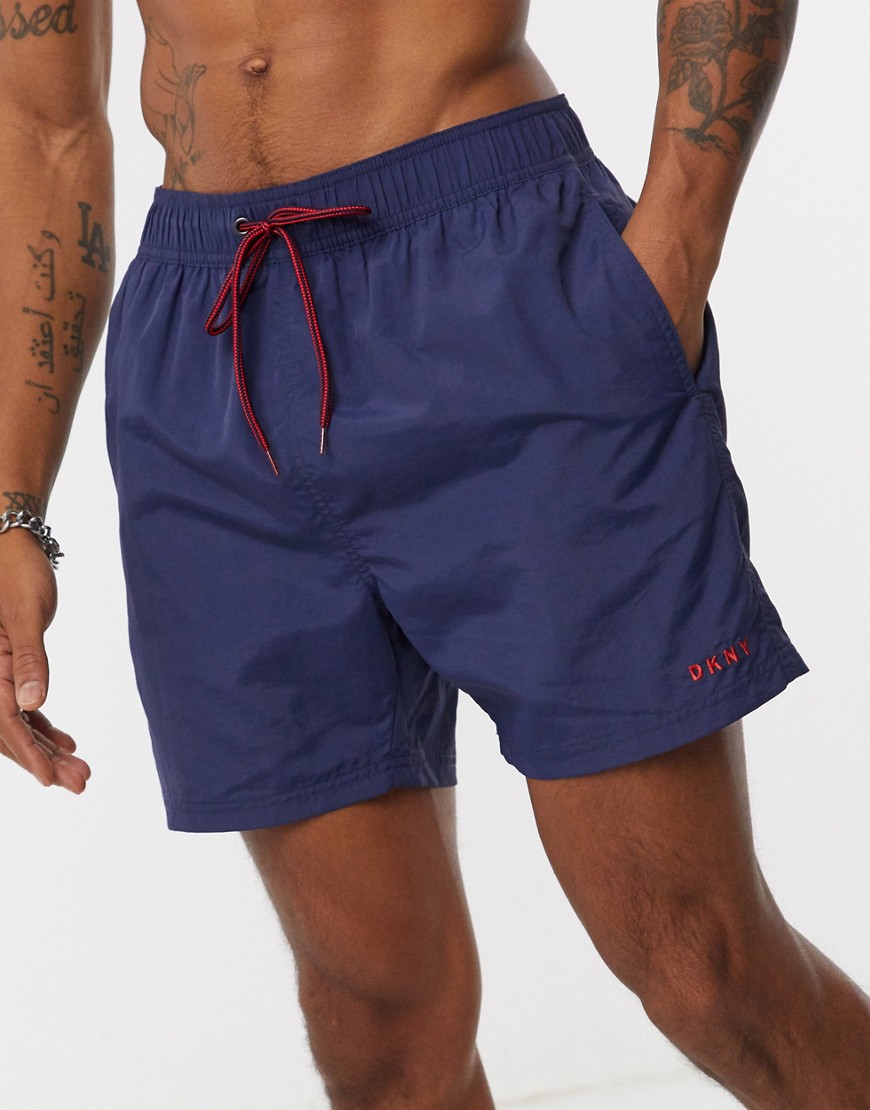 DKNY - Pantaloncini da bagno con logo blu navy
