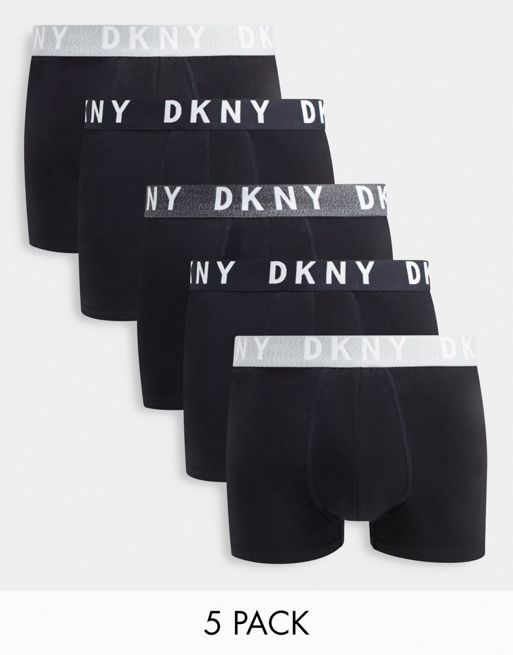 Buy DKNY Mens Portland Five Pack Boxer Trunks Black