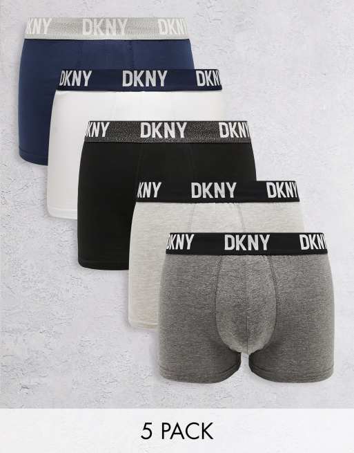 Grey DKNY Mens Portland 5 Pack Trunk Boxer Shorts - Get The Label