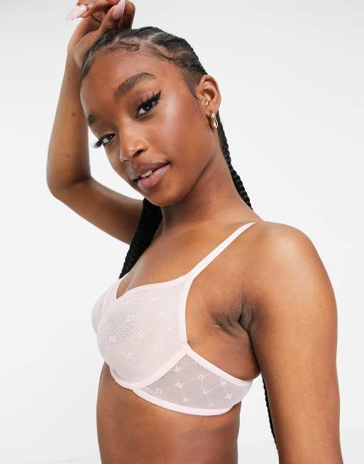 DKNY - Reggiseno in rete loto con monogrammi, 4 di 4