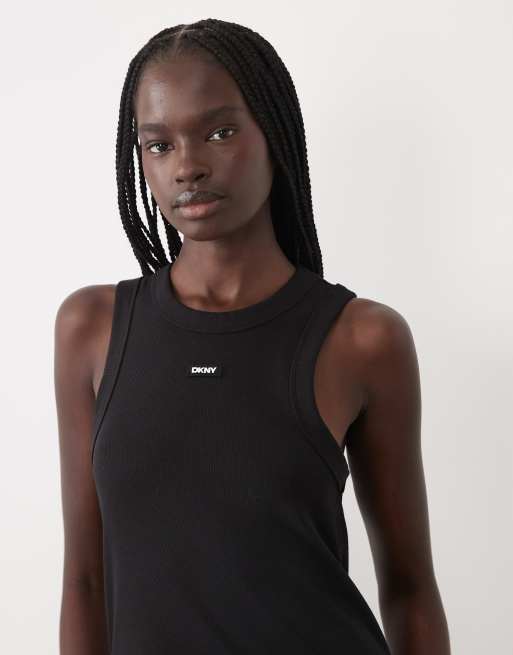 DKNY Ribbed cotton midi tank dress in black, 2 of 4