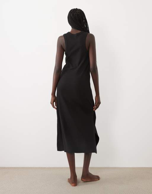 DKNY Ribbed cotton midi tank dress in black, 3 of 4