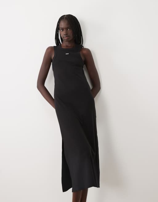 DKNY Ribbed cotton midi tank dress in black, 4 of 4