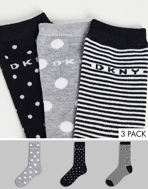 DKNY Sally 3 pack socks in grey and black