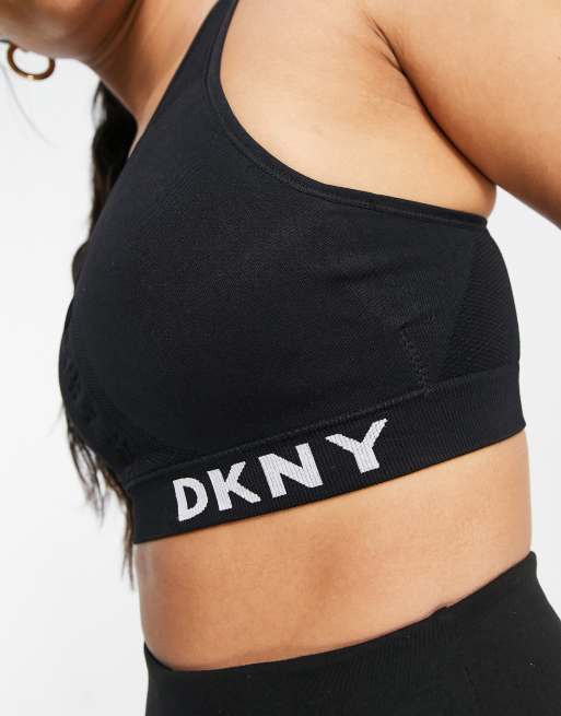 DKNY seamless mesh bralette in black, 3 of 4