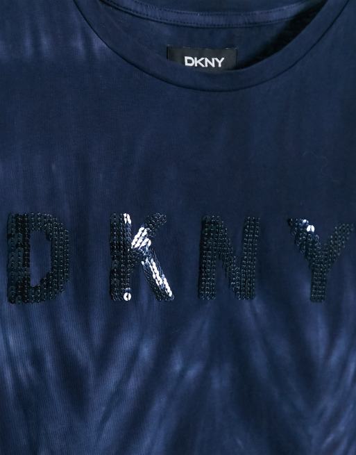 DKNY Women's Ombre Sequin Logo Sweatshirt in Grey, Size Small 