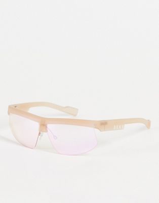 DKNY sport sunglasses with holographic lenses in beige
