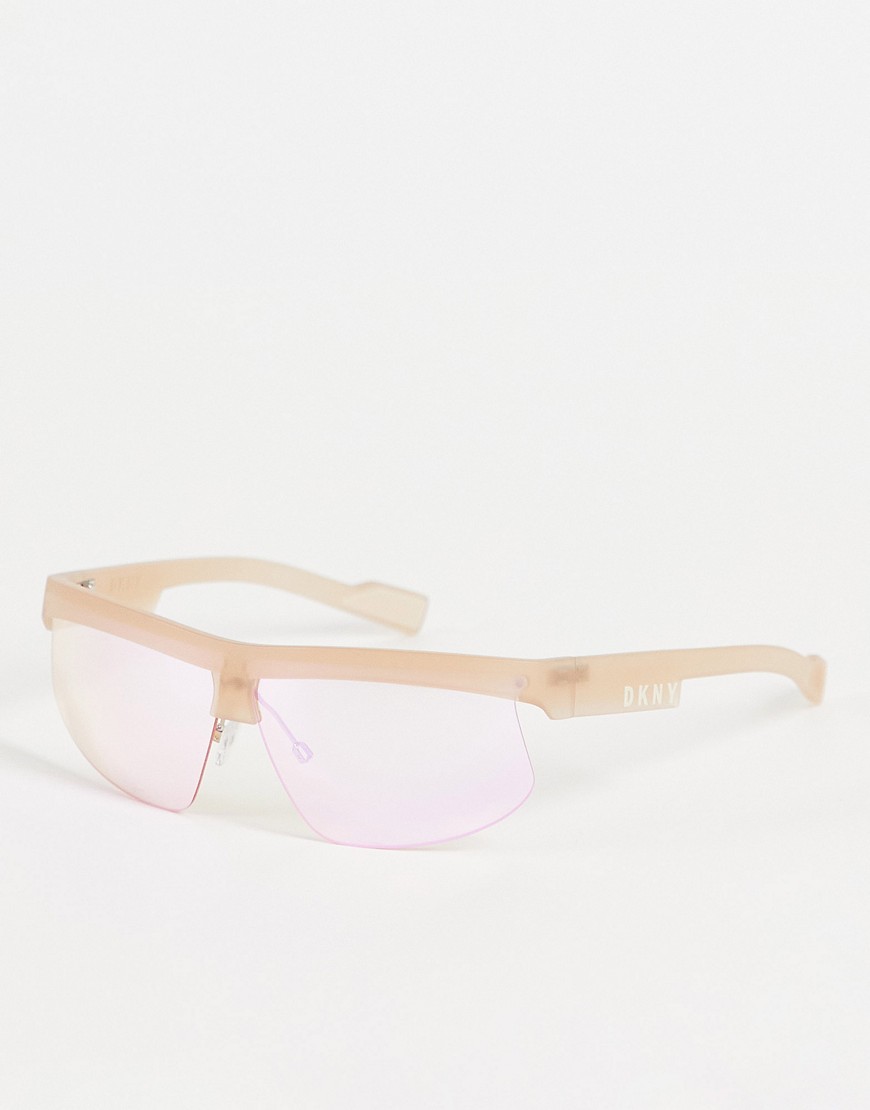 DKNY shield sunglasses in beige-Neutral