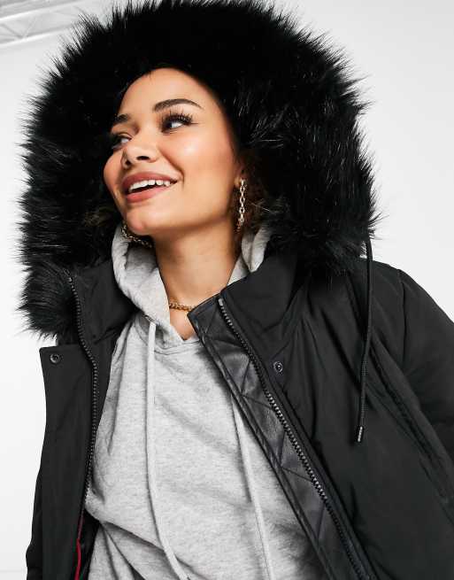 Dkny short faux fur puffer online jacket