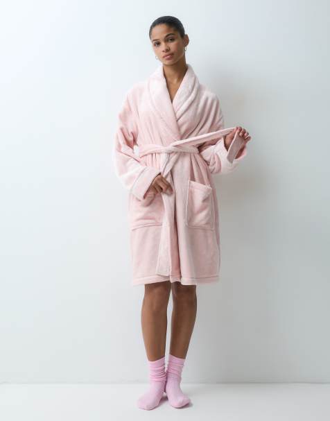 DKNY Short fleece robe in light pink - view 1
