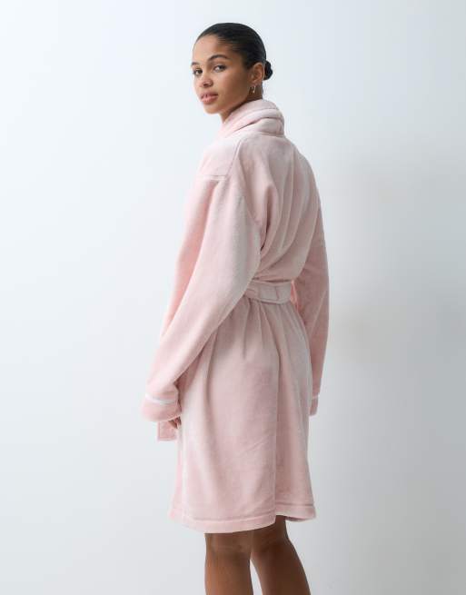 DKNY Short fleece robe in light pink, 4 of 4