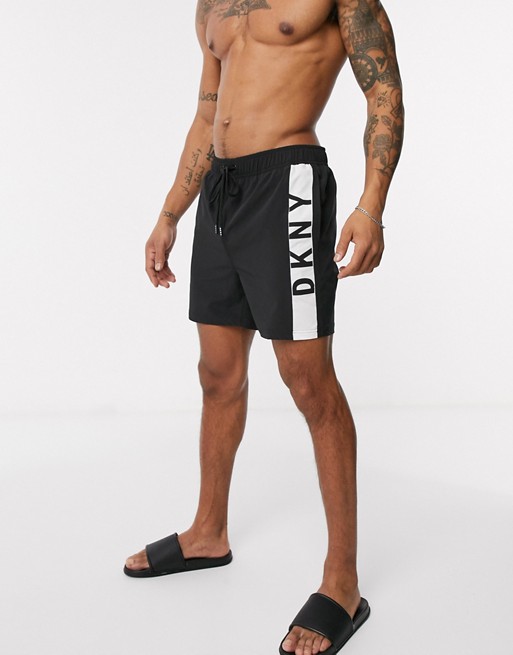 DKNY side logo swim shorts in black
