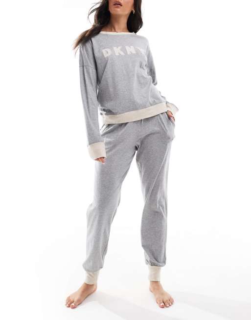 DKNY Signature Top Jogger Set in Grey Heather ASOS