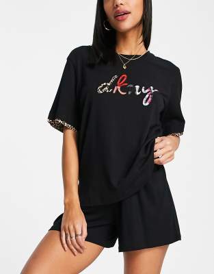 DKNY sleep logo t shirt in black