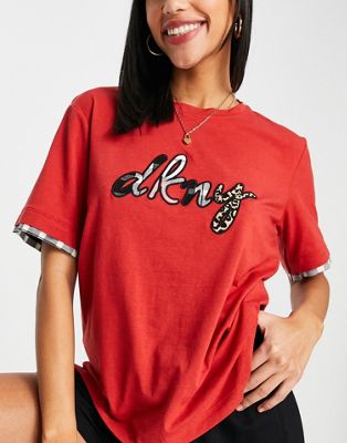 DKNY sleep logo t shirt in red - ASOS Price Checker