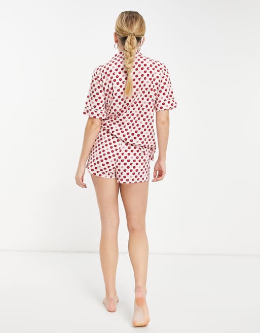 DKNY – Sleepwear – Krótka piżama z nadrukiem w jabłka, 2 z 4