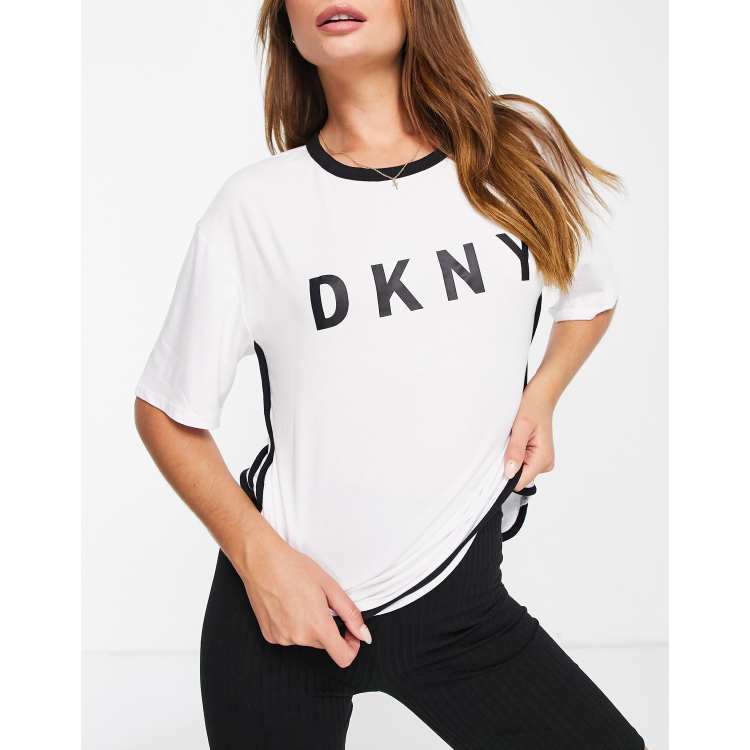 DKNY Sleepwear logo t shirt in white ASOS