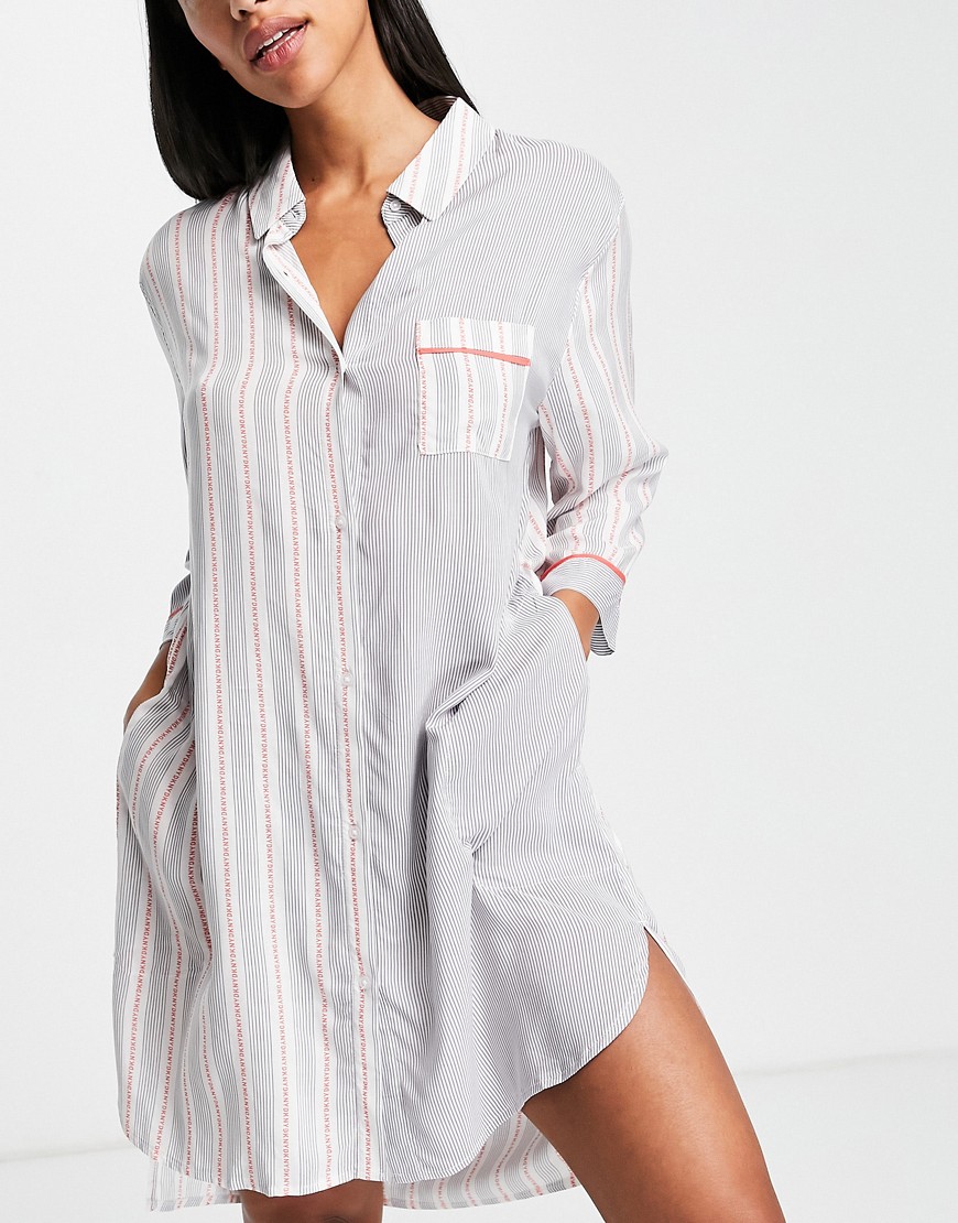 DKNY Sleepwear shirt in mini stripe-Grey