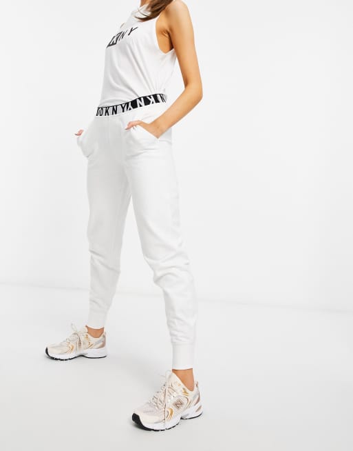 White fitted sales joggers