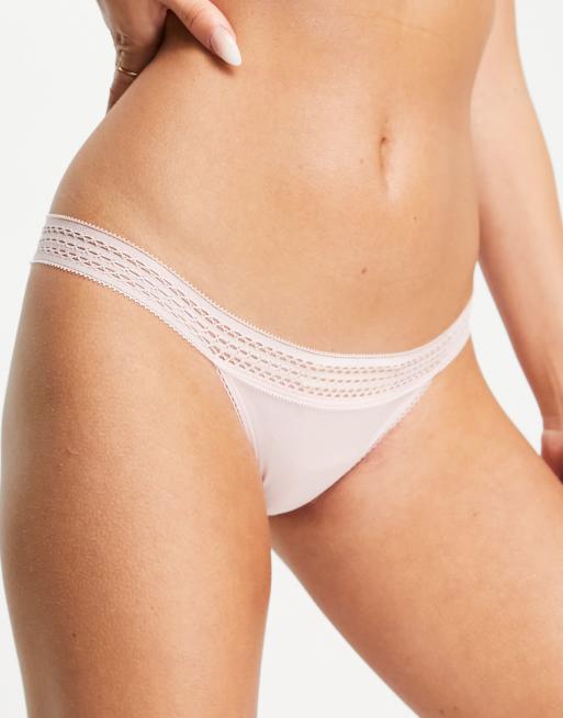 DKNY- Slip classici in cotone con finiture in pizzo color loto