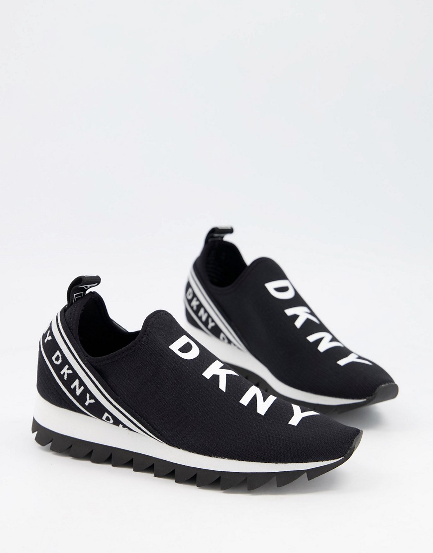 DKNY slip on logo sneakers in black