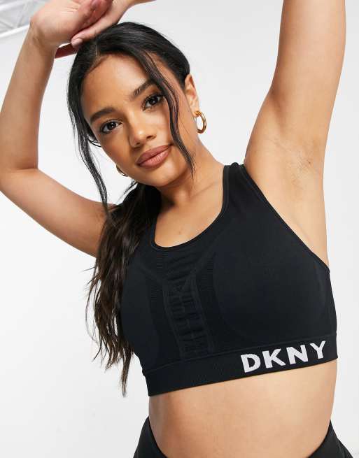 DKNY - Sømløs mesh-bralette i sort, 4 af 4