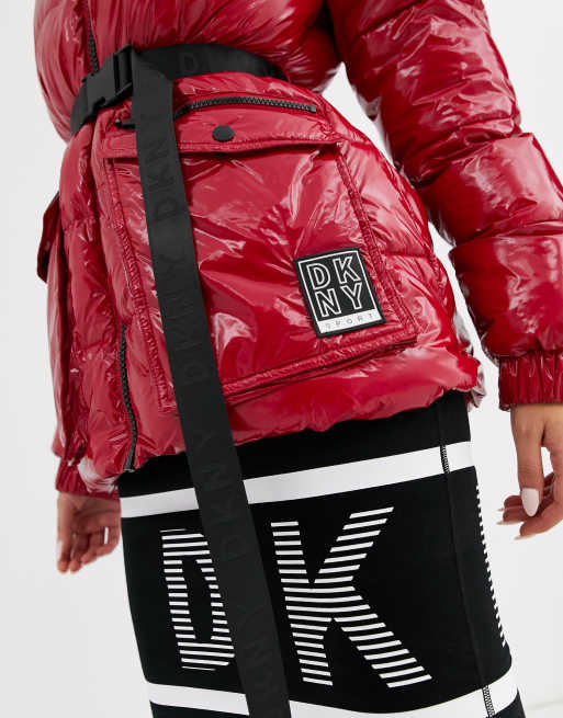 Dkny Sport Women's Shine-Finish Belted Puffer Jacket