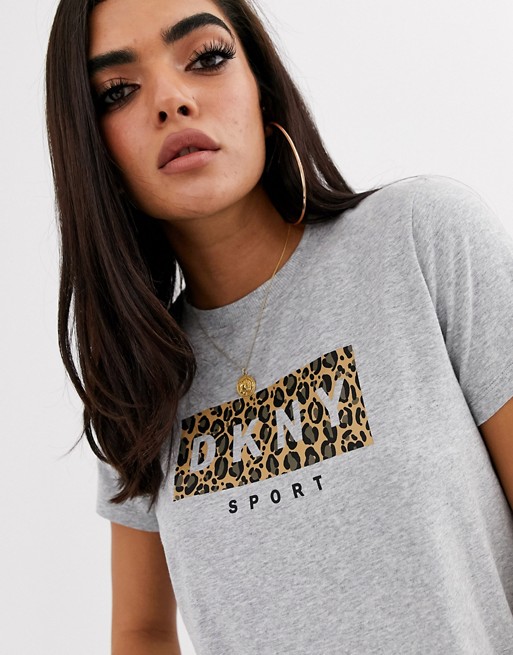 DKNY sport leopard print logo t shirt