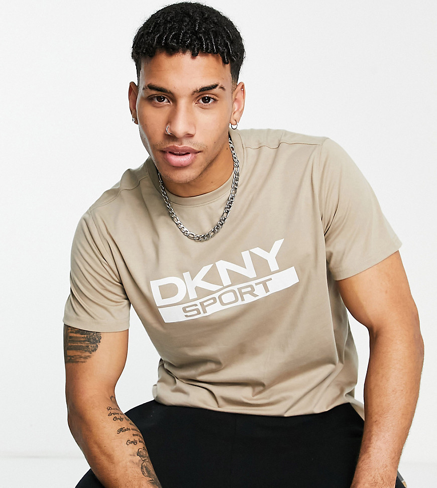 DKNY Sport printed chest logo t-shirt in brown