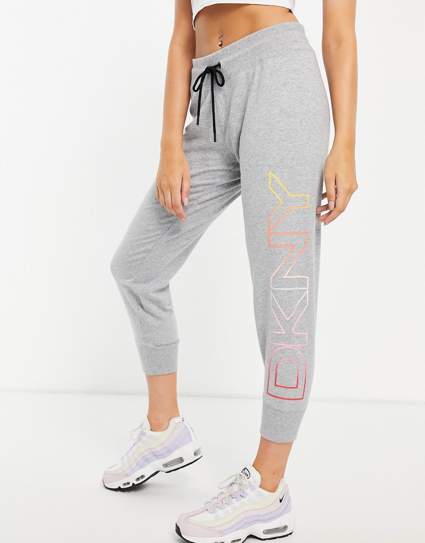 DKNY Sport sweatpants with ombre side logo in gray - part of a set-Black