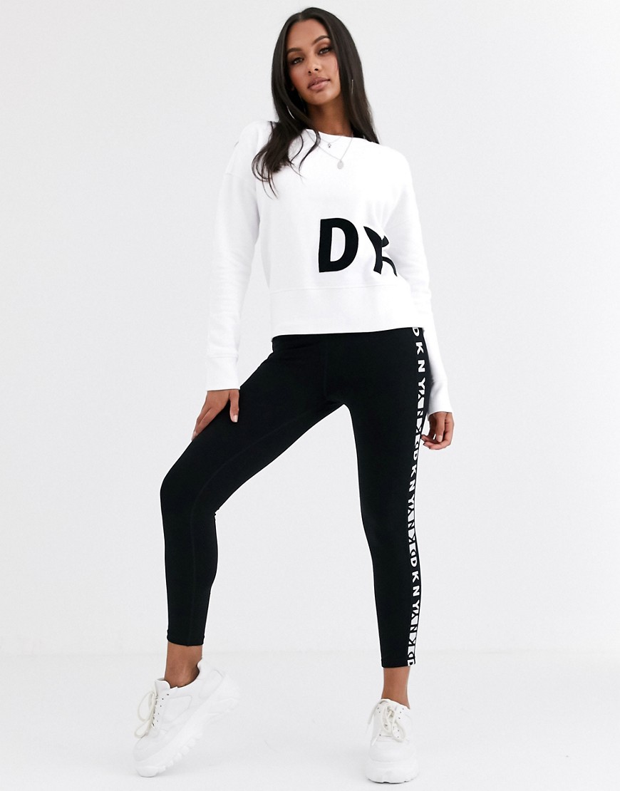 DKNY - Sport - Sweatshirt met ronde hals en logo van velours-Wit