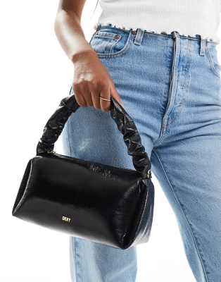 DKNY - Stasia - Sac à main avec poignée froncée - Noir métallisé