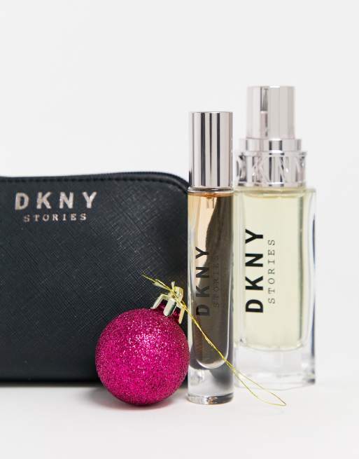 DKNY Stories Set EDP 50ml 7ml purse spray cosmetics case in