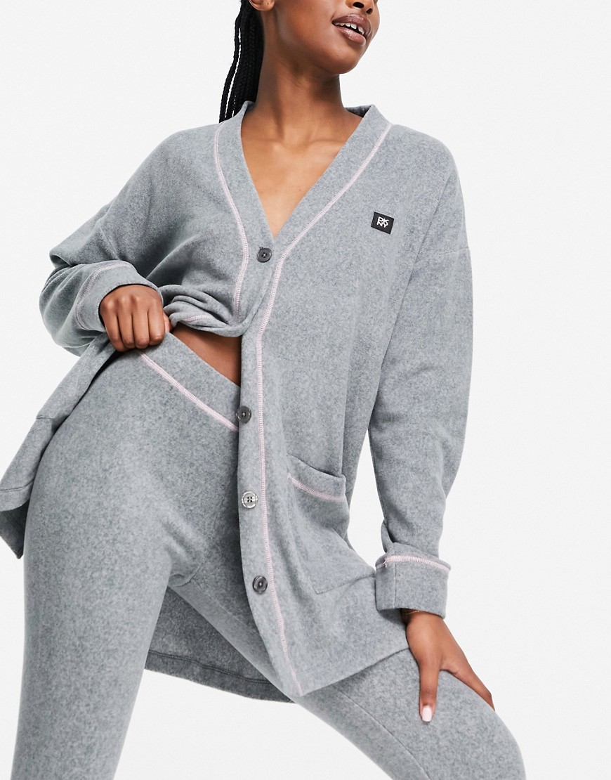 DKNY super soft knitted lounge cardigan and legging set in grey