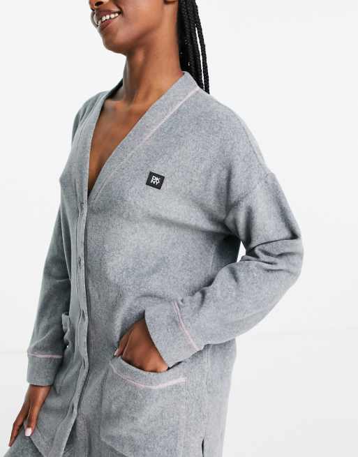 DKNY super soft knitted lounge cardigan and legging set in grey, 3 of 4