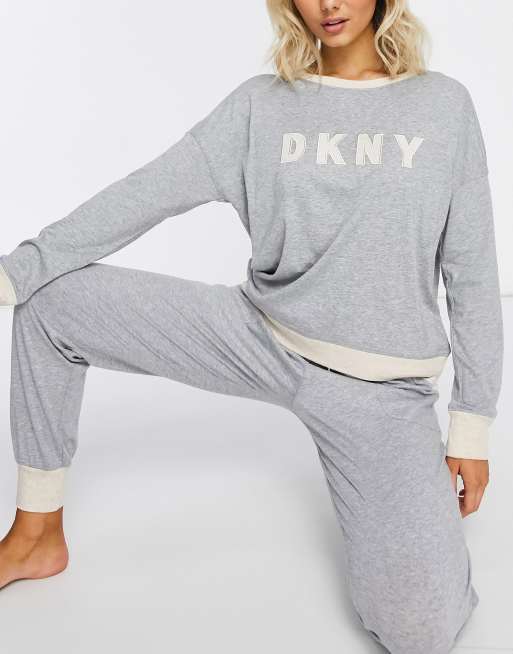 DKNY super soft logo sweat and jogger set in grey