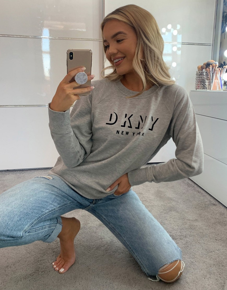DKNY - Sweatshirt met logo met schaduw in grijs