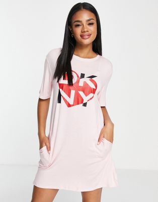 DKNY logo sleep t shirt in blush - ASOS Price Checker