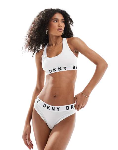 DKNY Thong in white/ black logo