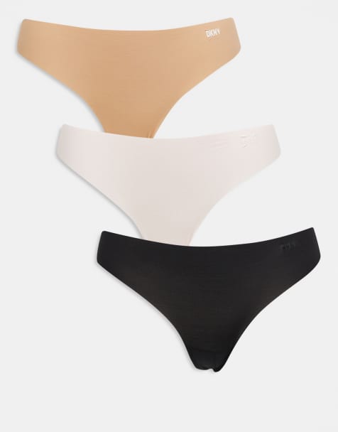 DKNY Thong three pack in black/glow/pearl cream - view 1