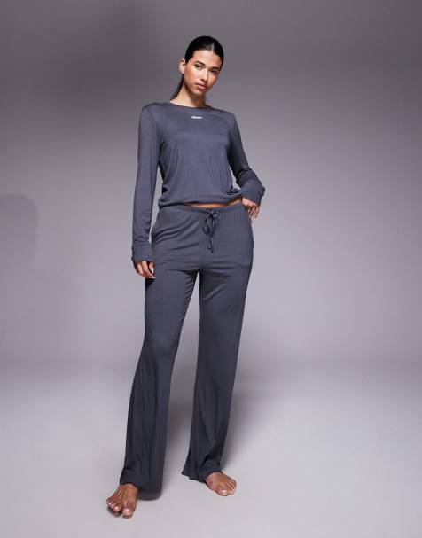DKNY Top and pant sleep set in charcoal - view 1