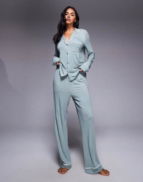 DKNY Top and pant sleep set in sage - LGREEN - view 1