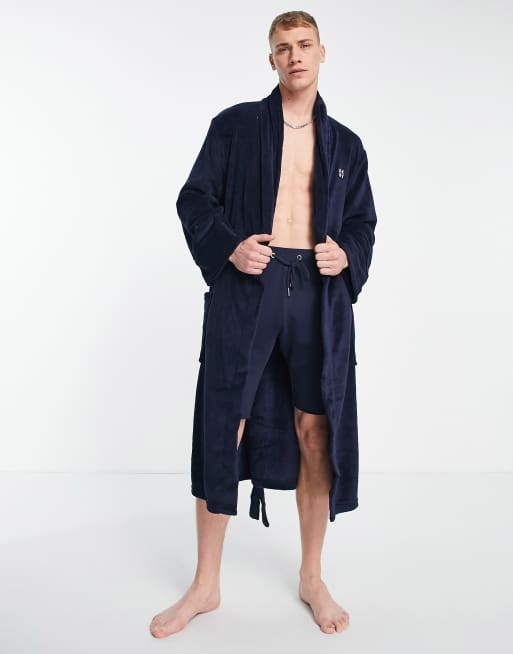 DKNY Trash Pandas fleece robe in navy
