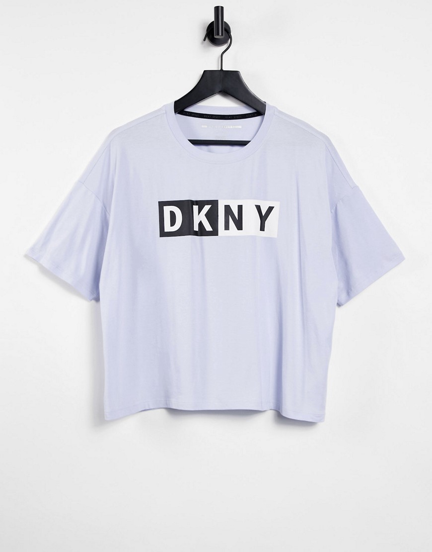DKNY two tone cropped t-shirt in lake-Blue