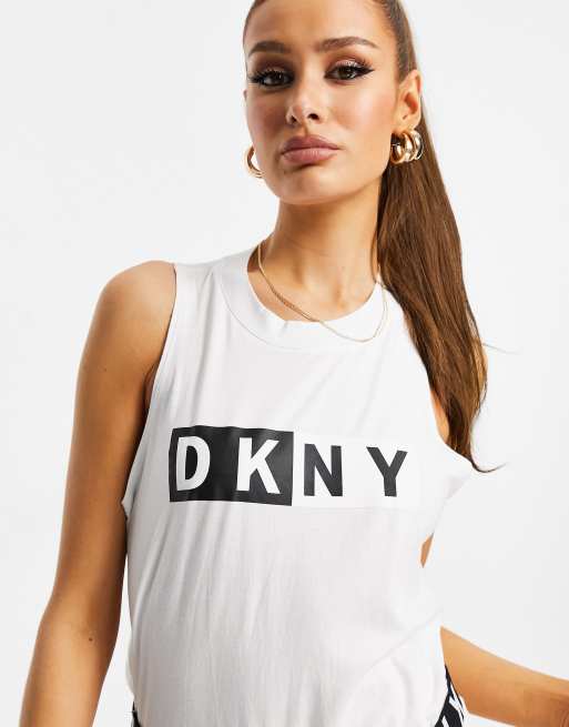 DKNY Womens Sport Cotton Logo Tank Top 