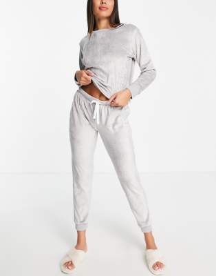 DKNY velour logo loungewear set in grey | ASOS