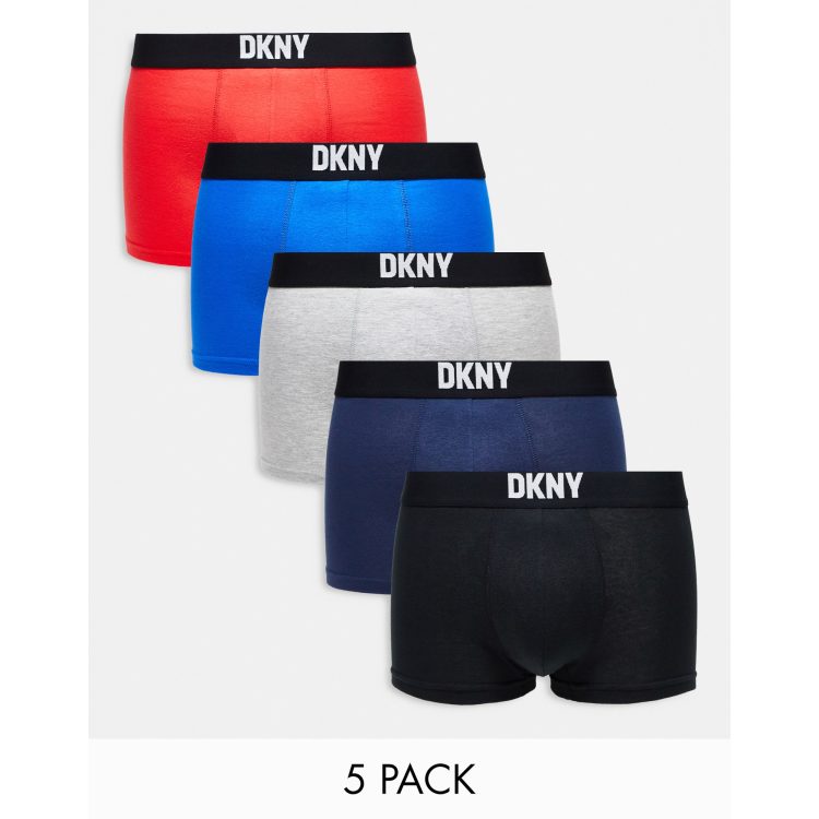  DKNY Men's Walpi Soft 5 Pack Boxer Briefs - Black/Grey